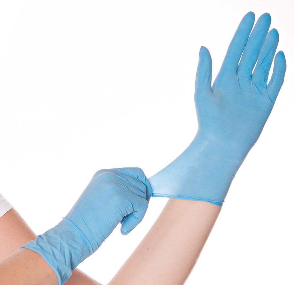 Handschoen disposable latex blauw gepoederd maat S, 10 x 100 stuks