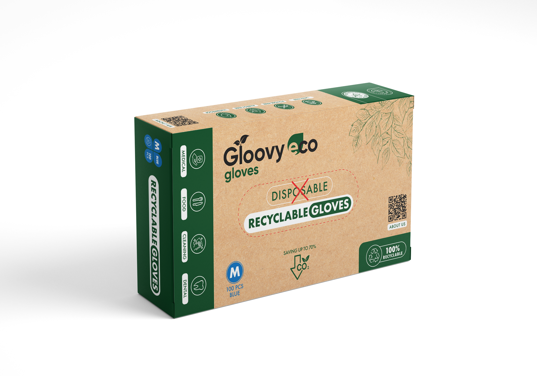 Eco gloovy glove, recyclebare handschoen maat L, 100 stuks